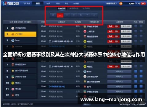全面解析欧冠赛事级别及其在欧洲各大联赛体系中的核心地位与作用 全面解析欧冠赛事级别及其在欧洲各大联赛体系中的核心地位与作用